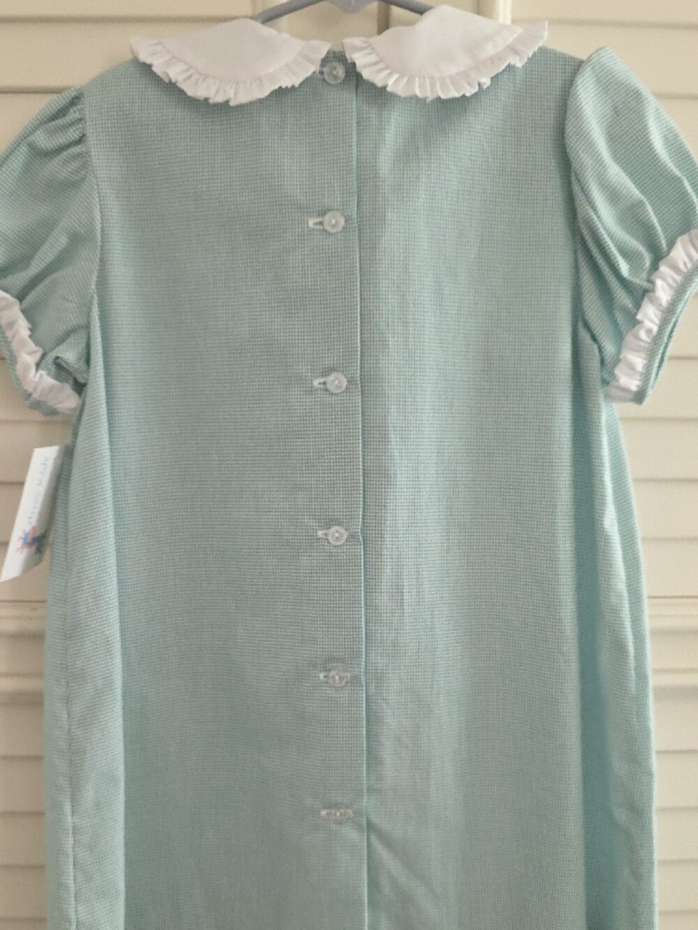 Anvy Kids Green Gingham Dress with White Ruffle, Perfect For Christmas - Picture 5 of 5